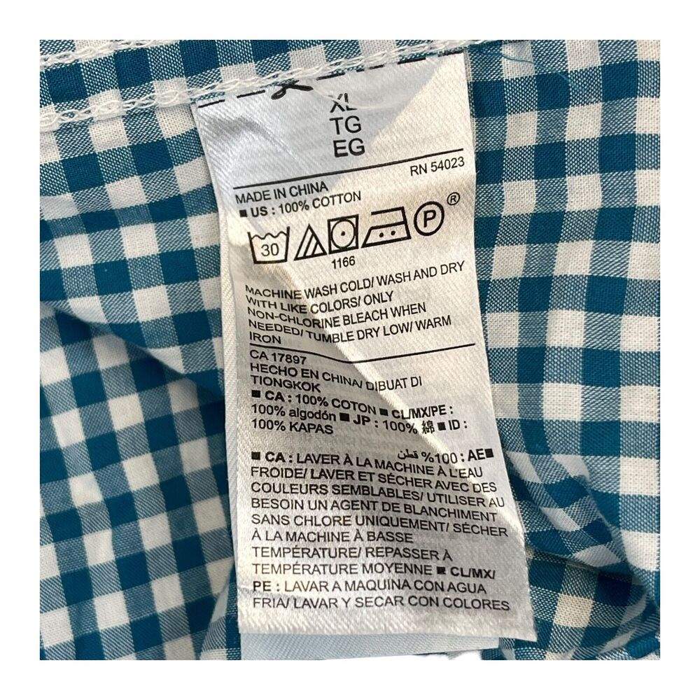 Old Navy Shirt Men's XL Blue White Check 100% Cotton Coupe Standard Button-Down - Picture 7 of 7